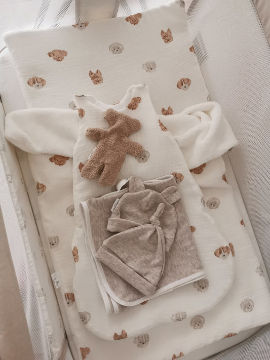 Set aus 2 Neugeborenen-Mützen – Baumwoll-Lochstrick Jersey,