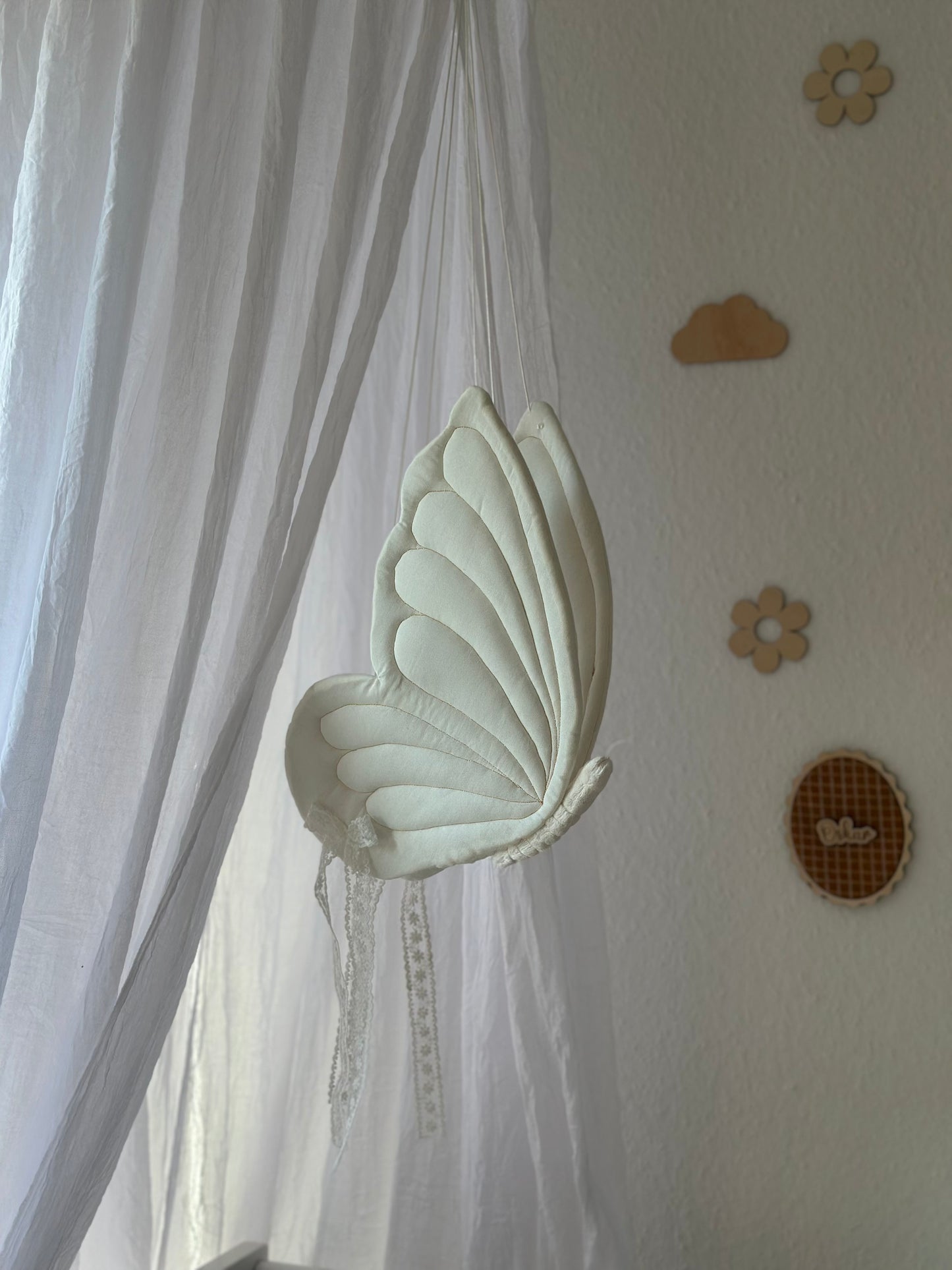 Schmetterling Mobile fürs Kinderzimmer Creme/Weiß