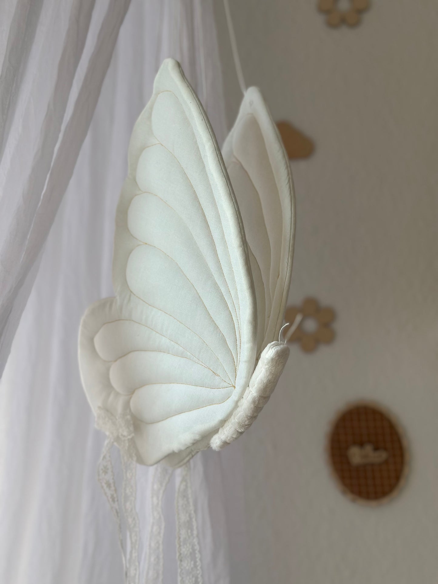 Schmetterling Mobile fürs Kinderzimmer Creme/Weiß